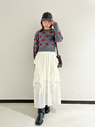 LILY BROWN（リリーブラウン）の「コットンラッフルティアードスカート