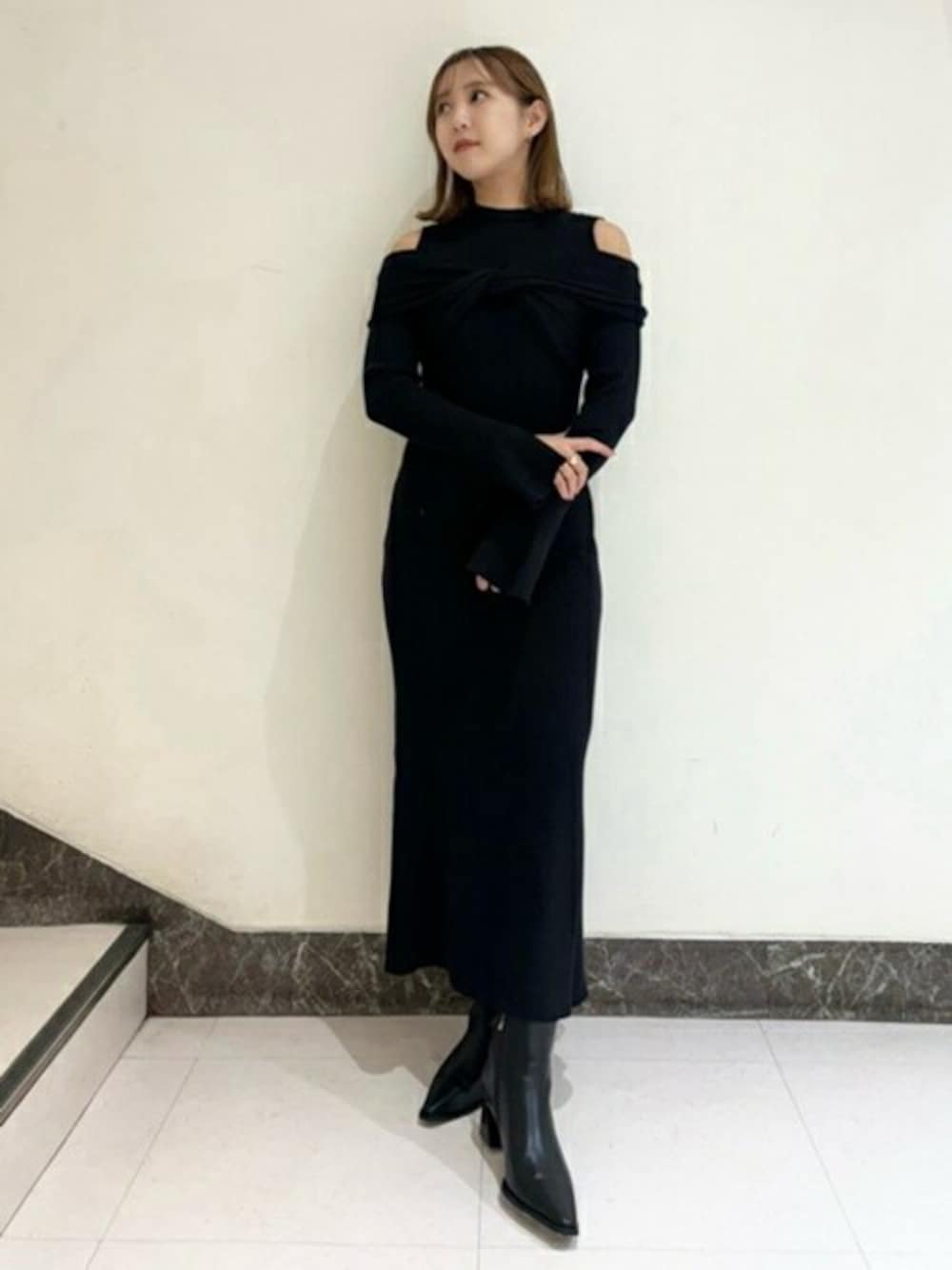 LILY BROWN（リリーブラウン）の「レイヤードニットワンピース