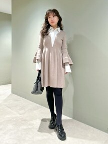 LILY BROWN（リリーブラウン）の「シャツドッキングニットワンピース