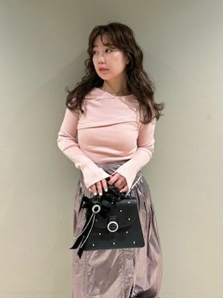 リリーブラウン　L.B CANDY STOCK ビジューリボンチャーム付きバッグ LILY BROWN（リリーブラウン）の「[L.B CANDY STOCK]ビジュー