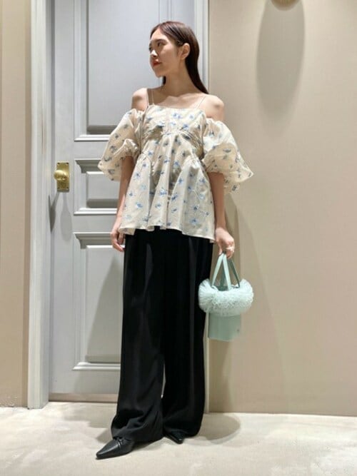 LILY BROWN 3wayシアージャガードペプラムブラウス フラワー LILY BROWN｜【WEB限定カラー】3wayシアージャガードペプラム