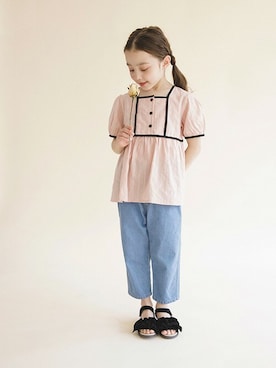 「アイテム（デニムパンツ）」を使った、BRANSHESさん（キッズ・115cm）の春コーディネート