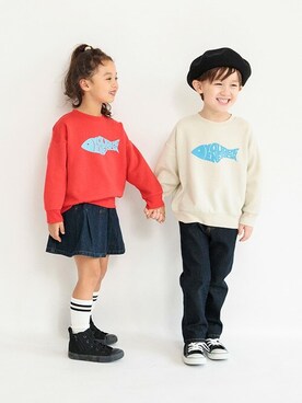 「お揃いコーデ」｜「アイテム（スウェット）」を使った、BRANSHESさん（キッズ・109cm）の秋コーディネート