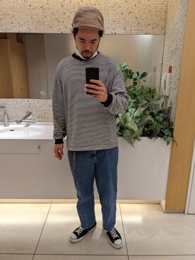 「Pilgrim Surf Supply（ピルグリムサーフサプライ）のアイテム（帽子）」を使った、KGさん（メンズ・182cm）の秋コーディネート