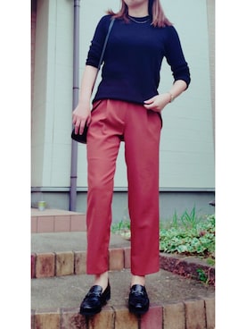 「LATOCALLEのアイテム（その他パンツ、ブラウン系）」を使った、t︎︎︎︎︎☺︎m︎︎︎︎︎omin*さん（レディース・165cm）の秋コーディネート