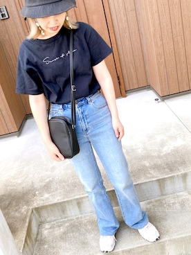 「フレアデニム」｜ぶちさん（レディース・155cm）の夏コーディネート