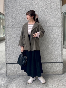 「アイテム（シュシュ）」を使った、𝐬𝐚𝐰𝐚さん（レディース・162cm）の秋コーディネート