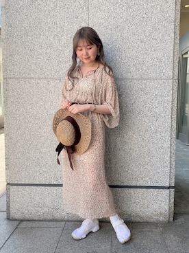 「Crisp（クリスプ）のアイテム（帽子）」を使った、𝐬𝐚𝐰𝐚さん（レディース・162cm）の夏コーディネート