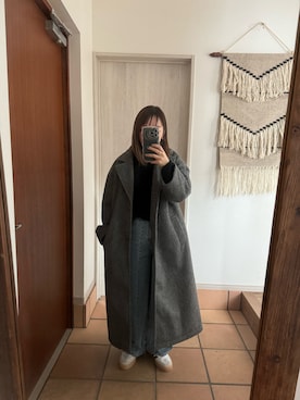 「GRL（グレイル）のアイテム（ノーカラーコート）」を使った、mikaaaさん（レディース・153cm）の冬コーディネート