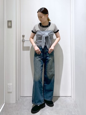 「アイテム（ニット/セーター）」を使った、miko.さん（レディース・152cm）の夏コーディネート