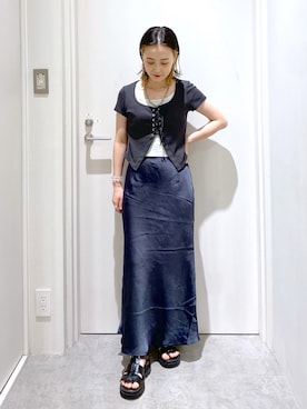 「アイテム（スカート）」を使った、miko.さん（レディース・152cm）の夏コーディネート
