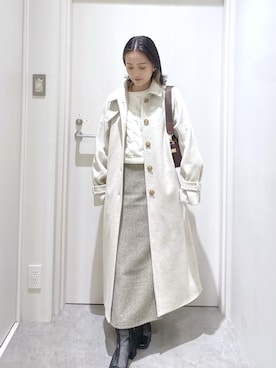 「アイテム（ステンカラーコート）」を使った、miko.さん（レディース・152cm）の秋コーディネート