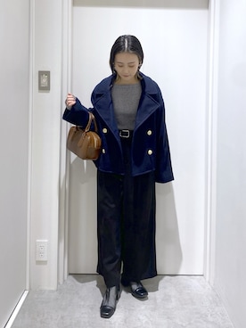 「アイテム（ピーコート）」を使った、miko.さん（レディース・152cm）の冬コーディネート