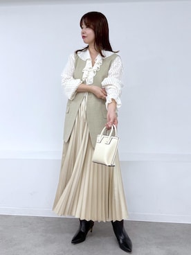 「アイテム（ベスト）」を使った、nishiさん（レディース・155cm・30代）の夏コーディネート