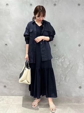 「雨の日」｜「アイテム（ワンピース/ドレス）」を使った、nishiさん（レディース・155cm）の夏コーディネート