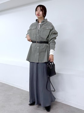 「ROPE'（ロペ）のストレッチレースカットソー/イージーケア（Tシャツ/カットソー）」を使った、nishiさん（レディース・155cm）の秋コーディネート