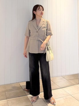 「パンツスタイル」｜「アイテム（ジャケット/アウター）」を使った、nishiさん（レディース・155cm）の夏コーディネート
