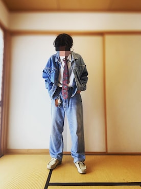 「Levi's（リーバイス）のアイテム（牛仔褲、ブルー系）」を使った、らいらいd( '-'  )さん（メンズ・175cm）の春コーディネート