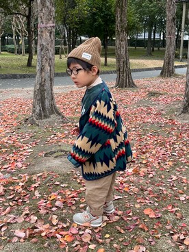 「BIG FIELD（ビッグフィールド）のアイテム（その他アウター）」を使った、riiririiさん（キッズ・90cm）の冬コーディネート