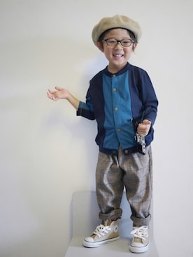「BREEZE（ブリーズ）のアイテム（ハンチング/ベレー帽）」を使った、riiririiさん（キッズ・90cm）の秋コーディネート