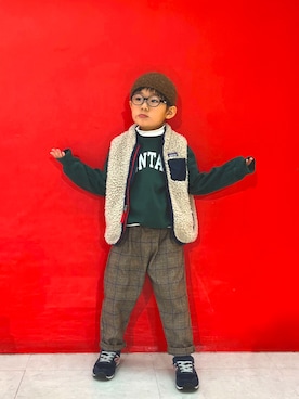 「パタゴニア」｜「アイテム（スニーカー）」を使った、riiririiさん（キッズ・100cm）の冬コーディネート