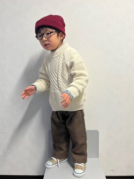 「handmade」｜「アイテム（帽子）」を使った、riiririiさん（キッズ・90cm）の冬コーディネート