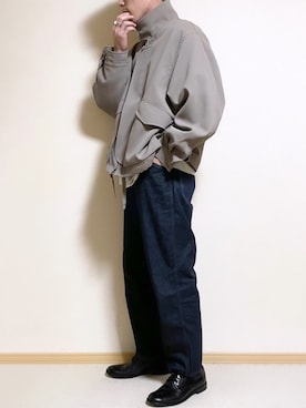 「テーパードデニム」｜「アイテム（ブルゾン）」を使った、SHOTARO さん（メンズ・177cm）の冬コーディネート