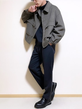 「チェック柄に恋してる」｜「アイテム（ブルゾン）」を使った、SHOTARO さん（メンズ・177cm）の冬コーディネート