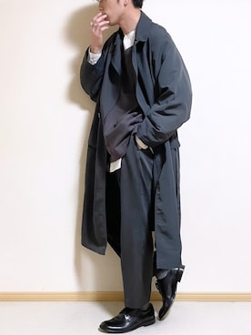 「WYM」｜「アイテム（チェスターコート）」を使った、SHOTARO さん（メンズ・177cm）の春コーディネート