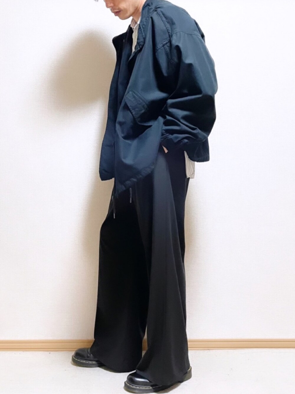 「クリスマスに着たい服、メンズファッション、休日コーデ、冬アウター、きれいめカジュアル、いいね、save、フォローお願いします🤑、大人コーデ、モノトーンコーデ、ブラックコーデ、冬コーデ、革靴、ミリタリー、アウター、冬服、ZARA」｜「JEANS FACTORY Clothesの[Jeans Factory Clothes/ジーンズファクトリークローズ] 3IN1 ショートM-65ミリタリージャケット（ミリタリージャケット、ブラック系）」を使った、SHOTARO さん（メンズ・177cm）の冬コーディネートの1枚目の写真