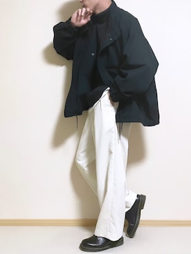 「WYM」｜「アイテム（ミリタリージャケット）」を使った、SHOTARO さん（メンズ・177cm）の冬コーディネート