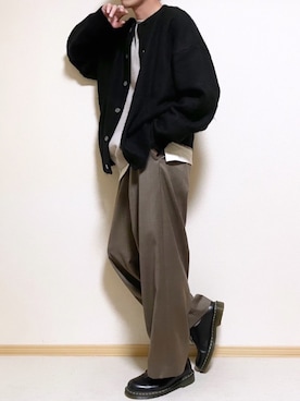 「Ellno Loset（エルノロゼット）のアイテム（カーディガン/ボレロ）」を使った、SHOTARO さん（メンズ・177cm）の秋コーディネート