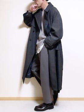「チェック柄に恋してる」｜「アイテム（トレンチコート）」を使った、SHOTARO さん（メンズ・177cm）の冬コーディネート