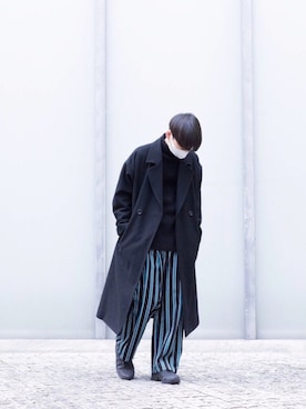 「SHAREEF（シャリーフ）のアイテム（チェスターコート）」を使った、Takeru(SENTIRE)さん（メンズ・170cm）の冬コーディネート