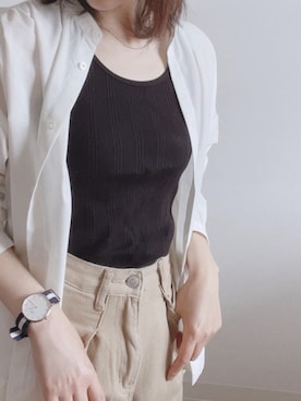「ノーカラー」｜「アイテム（チノパンツ）」を使った、sakuratears1125さん（レディース・156cm）の夏コーディネート