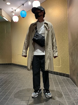 「DANTON（ダントン）のアイテム（ステンカラーコート）」を使った、おとくさんさん（メンズ・165cm）の秋コーディネート