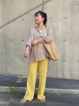 「SHENERY（シーナリー）のシアーボイルシャツ（Shirts、ベージュ系）」を使った、KITAHARAさん（レディース・152cm）の夏コーディネート