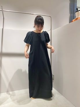 「SHENERY（シーナリー）のバックシャンパフスリーブドレス（One piece dress、オレンジ系）」を使った、KITAHARAさん（レディース・152cm）の夏コーディネート