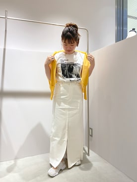 「SHENERY（シーナリー）のRoberta Bayley ノースリーブTee02（T Shirts、ホワイト系）」を使った、KITAHARAさん（レディース・152cm）の夏コーディネート