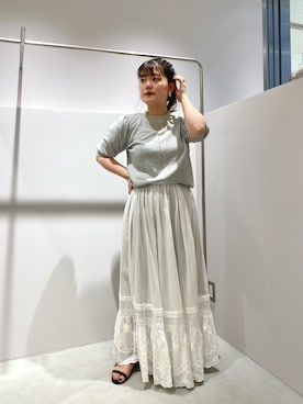 「SHENERY（シーナリー）のパフスリーブ裏毛プルオーバー（T Shirts、グレー系）」を使った、KITAHARAさん（レディース・152cm）の夏コーディネート