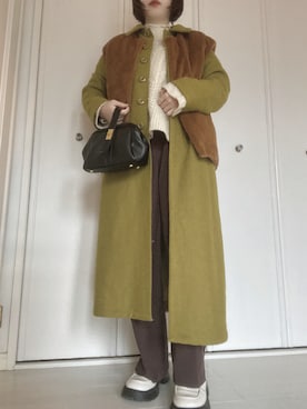 「select MOCA（セレクトモカ）のアイテム（ステンカラーコート）」を使った、𝙠𝙖𝙚°さん（レディース・156cm）の冬コーディネート