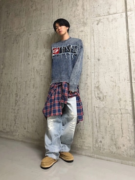 山口真之介さん（メンズ・185cm）の秋コーディネート