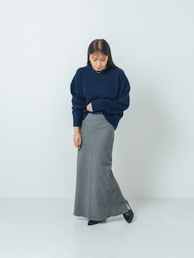 「EVOL（イーボル）のアイテム（ローファー）」を使った、渡部さん（レディース・163cm）の秋コーディネート