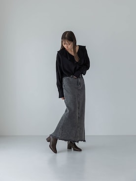 「アイテム（レインシューズ）」を使った、渡部さん（レディース・163cm）の秋コーディネート