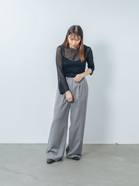 「アイテム（レインシューズ）」を使った、渡部さん（レディース・163cm）の秋コーディネート