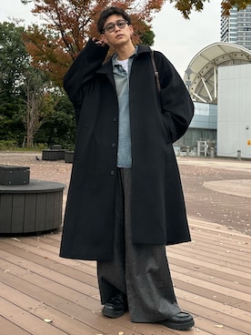 「アイテム（ステンカラーコート）」を使った、ゆうさん（メンズ・178cm）の秋コーディネート