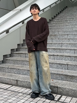 「GAP（ギャップ）のリラックスフィット シェーカーセーター（ニット/セーター）」を使った、ゆうさん（メンズ・178cm）の秋コーディネート