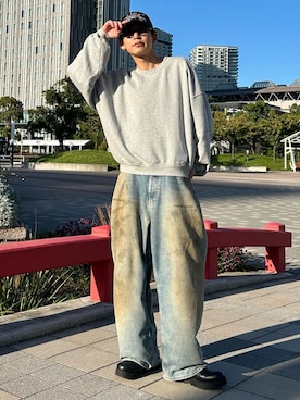 「アイテム（スウェット）」を使った、ゆうさん（メンズ・178cm）の秋コーディネート
