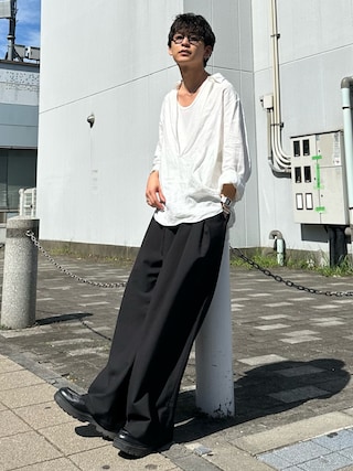 「UNFOLLOW（アンフォロー）の【FOLL / フォル】washed linen skipper shirt（シャツ/ブラウス）」を使った、ゆうさん（メンズ・178cm）の秋コーディネート