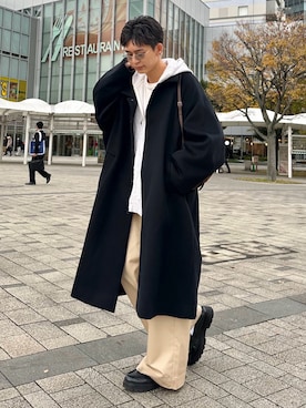 「アイテム（ステンカラーコート）」を使った、ゆうさん（メンズ・178cm）の秋コーディネート
